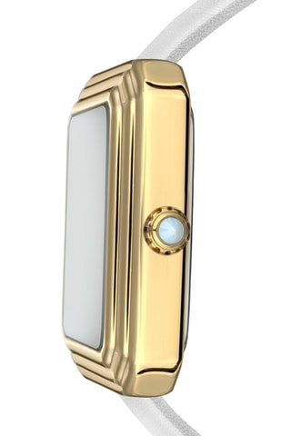 Montre à quartz en cuir de veau Piccadilly - Blanc et doré