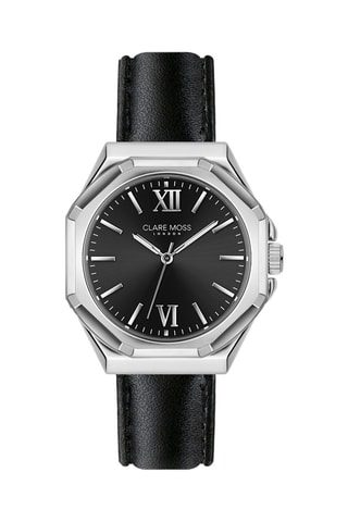 Montre à quartz en cuir de veau Porter - Noir et argenté