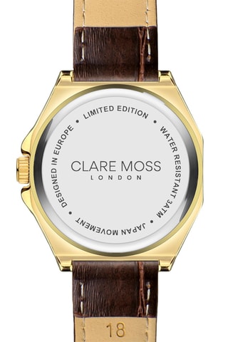 Montre à quartz en cuir de veau Burgundy - Marron et doré