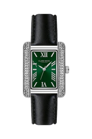 Montre à quartz en cuir de veau et zircons Wimbledon
