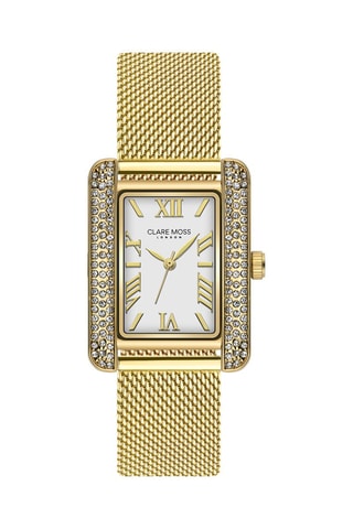 Montre à quartz en acier et zircons C&M
