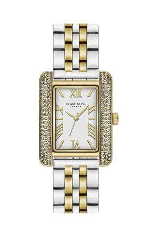 Montre à quartz en acier et zircons C&M