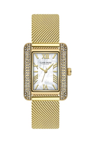 Montre à quartz en acier, nacre et zircons Jesse