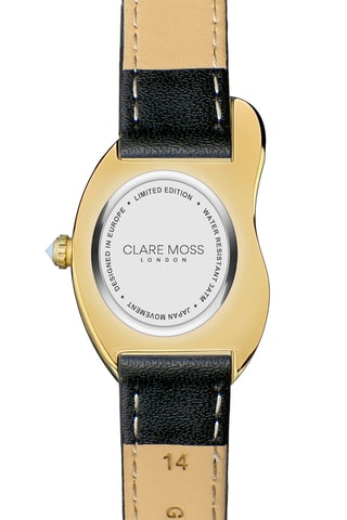 Montre à quartz en cuir de veau Old money - Noir et doré