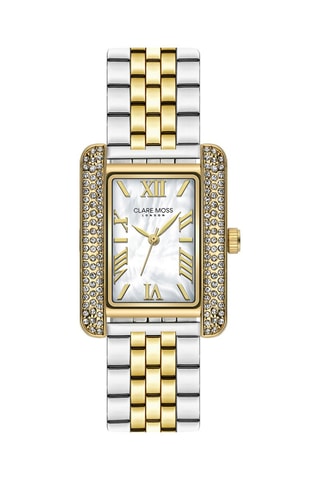 Montre à quartz en acier, nacre et zircons Jesse