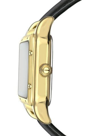 Montre à quartz en cuir de veau Lilac - Noir et doré