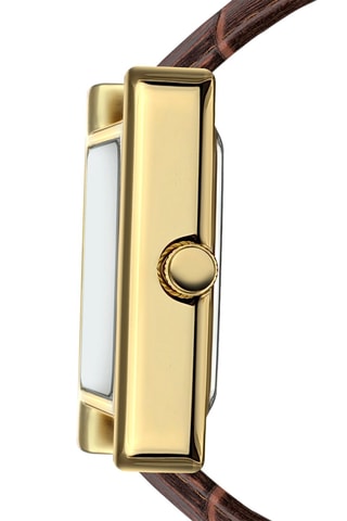 Montre à quartz en cuir de veau Magnolia - Marron et doré