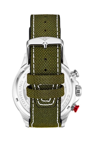 Montre à quartz en cuir et tissu nato Aviator - Chronographe - Kaki et argenté