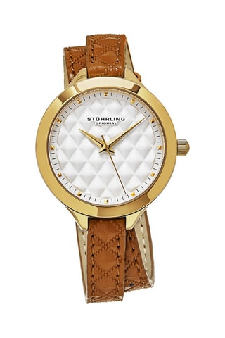 Montre à quartz en cuir Vogue - Marron et doré