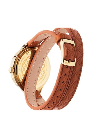 Montre à quartz en cuir Vogue - Marron et doré