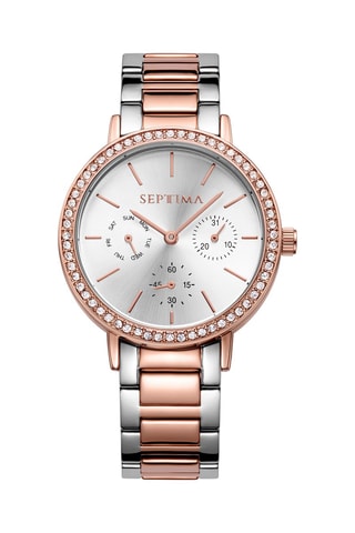 Montre à quartz en acier - Argenté et doré rose