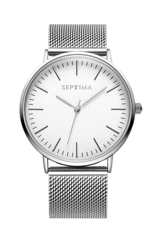 Reloj de cuarzo de acero - Plateado y blanco