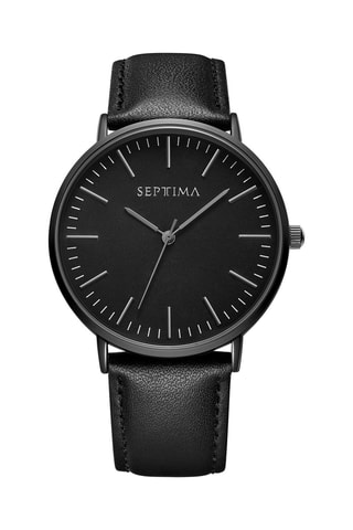 Reloj de cuarzo de piel - Negro