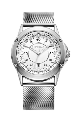 Reloj de cuarzo de acero - Plateado y blanco