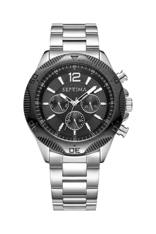 Reloj de cuarzo de acero - Cronógrafo - Plateado y negro