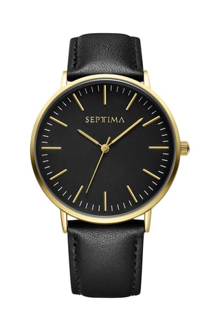 Reloj de cuarzo de piel - Negro y dorado