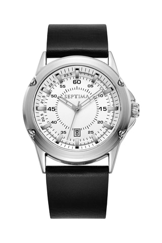 Montre à quartz en cuir - Noir et argenté