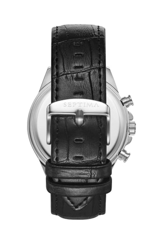 Montre à quartz en cuir - Chronographe - Noir et argenté