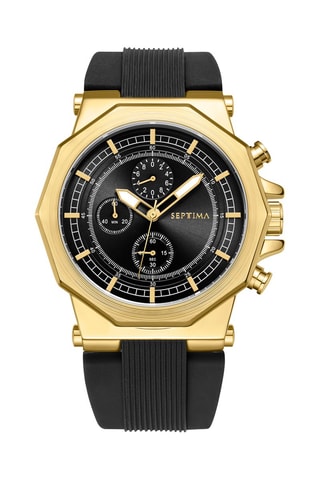 Montre à quartz en silicone - Chronographe - Noir et doré