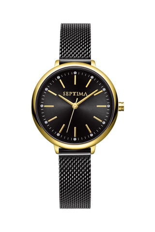 Montre à quartz en acier - Noir et doré