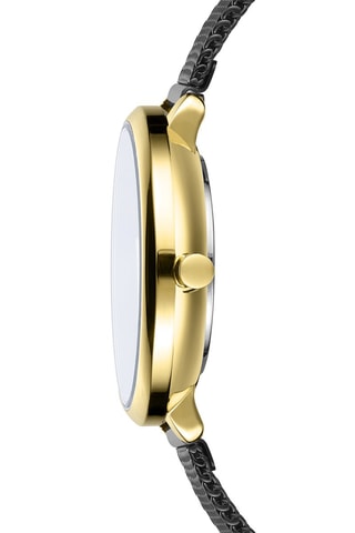 Montre à quartz en acier - Noir et doré