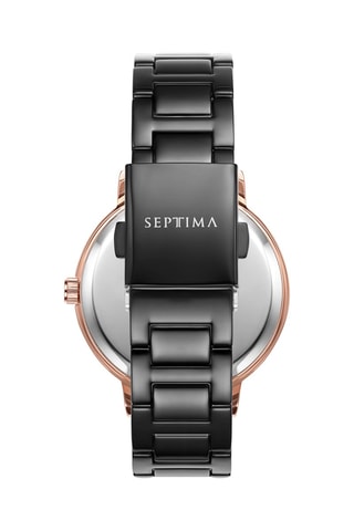 Montre à quartz en acier - Noir et doré rose