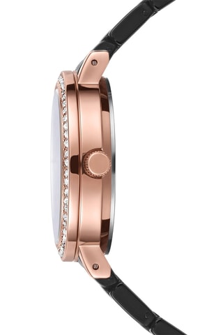 Montre à quartz en acier - Noir et doré rose