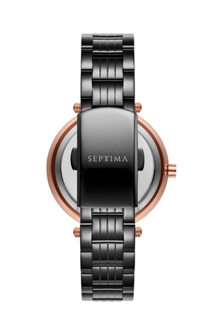 Montre à quartz en acier - Noir et doré rose