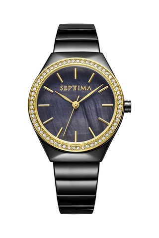 Montre à quartz en acier - Noir et doré 