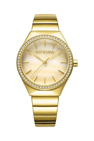 Montre à quartz en acier - Doré et beige