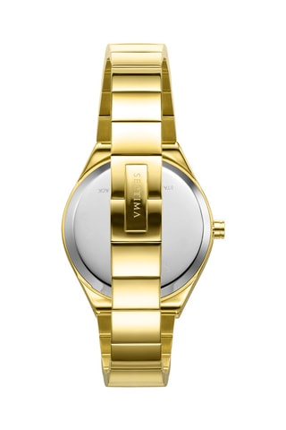 Montre à quartz en acier - Doré et beige