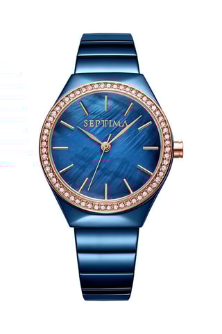 Montre à quartz en acier - Bleu et doré rose