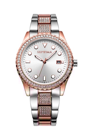 Montre à quartz en acier - Argenté et doré rose