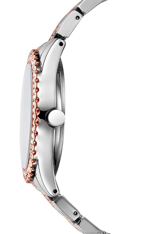 Montre à quartz en acier - Argenté et doré rose