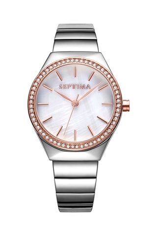 Montre à quartz en acier - Argenté et doré rose