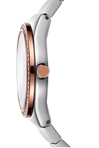 Montre à quartz en acier - Argenté et doré rose