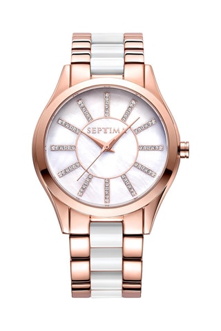 Montre à quartz en alliage - Blanc et doré rose