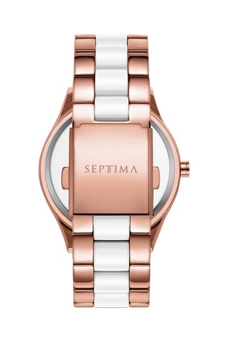 Montre à quartz en alliage - Blanc et doré rose