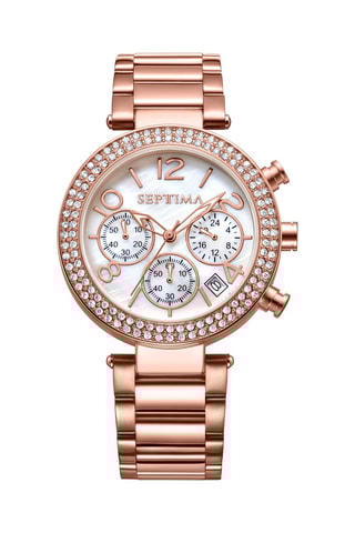 Montre à quartz en alliage - Chronographe - Doré rose et blanc