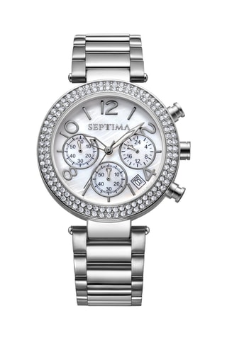 Montre à quartz en alliage - Chronographe - Argenté et blanc