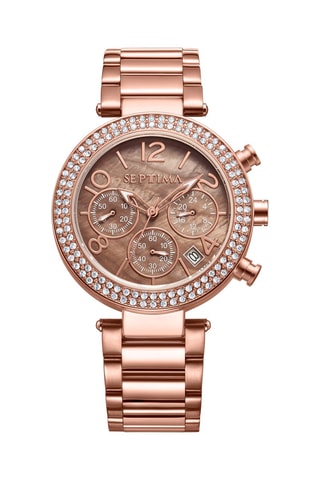 Montre à quartz en alliage - Chronographe - Doré rose et marron