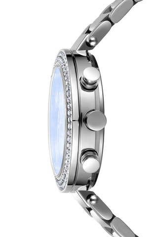 Montre à quartz en alliage - Chronographe - Argenté et bleu