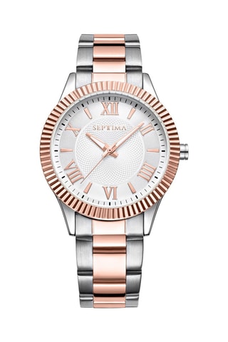 Montre à quartz en acier - Argenté et doré rose