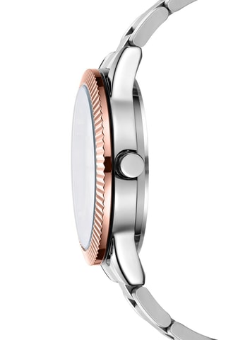 Montre à quartz en acier - Argenté et doré rose