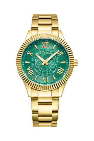 Montre à quartz en acier - Doré et vert