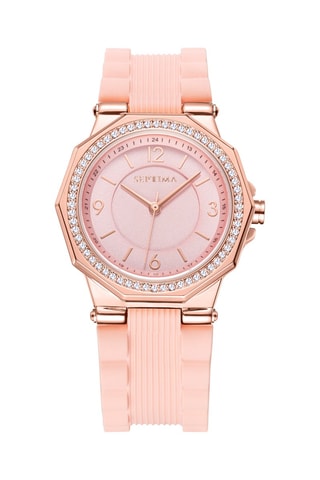 Montre à quartz en silicone - Rose et doré rose