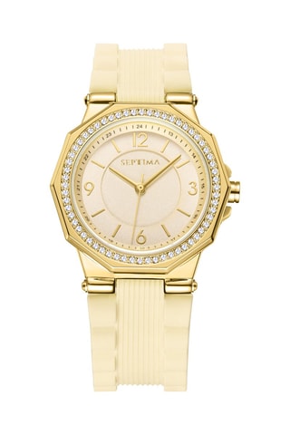 Montre à quartz en silicone - Jaune et doré