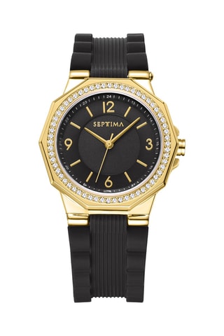 Montre à quartz en silicone - Noir et doré