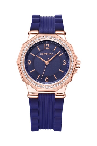 Montre à quartz en silicone - Bleu et doré rose
