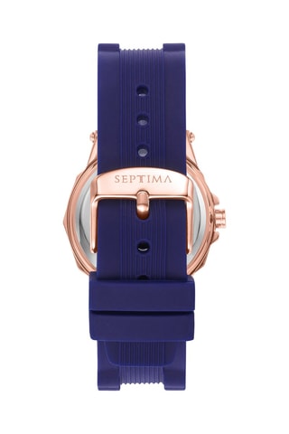 Montre à quartz en silicone - Bleu et doré rose